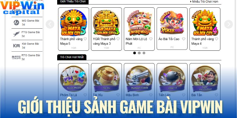 Tổng quan về sảnh game bài VIPWIN