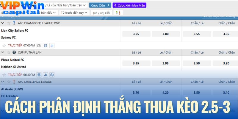 Cách phân định thắng thua của kèo tài xỉu 2.5-3