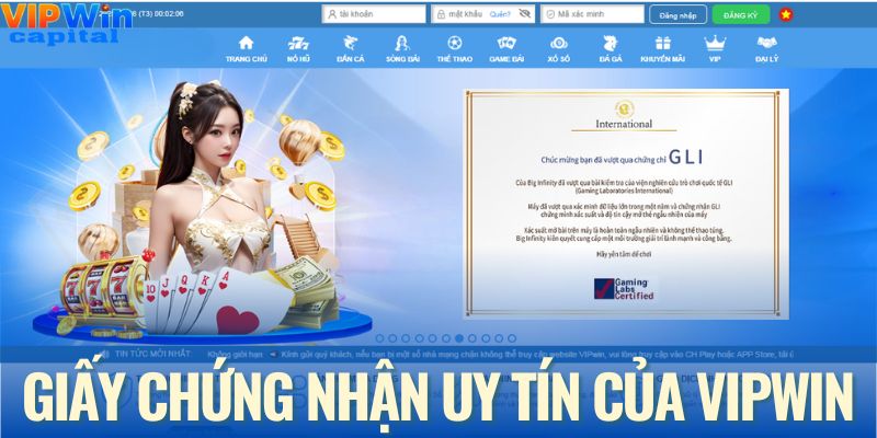 Tổng hợp các giấy chứng nhận uy tín của sân chơi VIPWIN